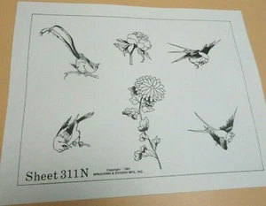 Hoja flash tatuaje Spaulding & Rogers 1981 vintage #311N rosa flor pájaros - Imagen 1 de 1