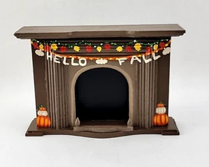 Hand Painted Dollhouse Miniature Fireplace Fall Theme Decor Brown Pumpkins 6" W - Picture 1 of 7