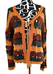 Ladies CIDER Green Orange Brown Knit Top Size 3XL (26) - Picture 1 of 3