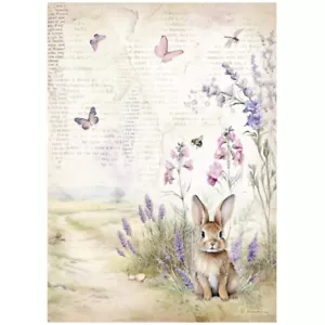 Stamperia A4 RICE PAPER - LAVENDER - BUNNY - Picture 1 of 1