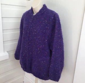 Vintage Handwoven By Sue Naidu Purple Mohair Blend Cardigan Sz 20 Grannycore 80s - Picture 1 of 23