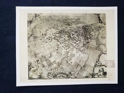 Aerial Bird's Eye View 1907 Map of Santa Barbara California CA - Image 1 of 2
