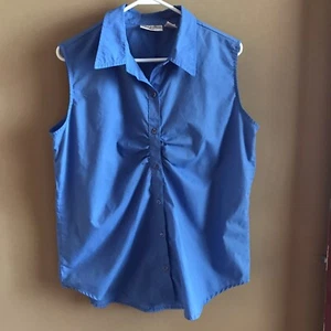 Nick & Sarah Plus Top Damen Größe 1X blau ärmellos gerafftes Shirt mit Knopfleiste - Bild 1 von 4