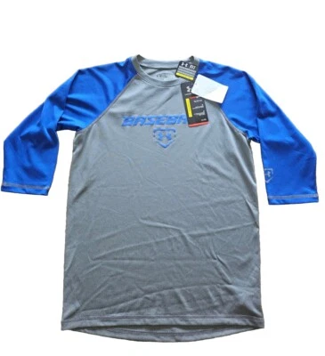UNDER ARMOUR YOUTH LARGE 3/4 SLEEVE BASEBALL BLUE/GRAY SHIRT - Image 1 of 4