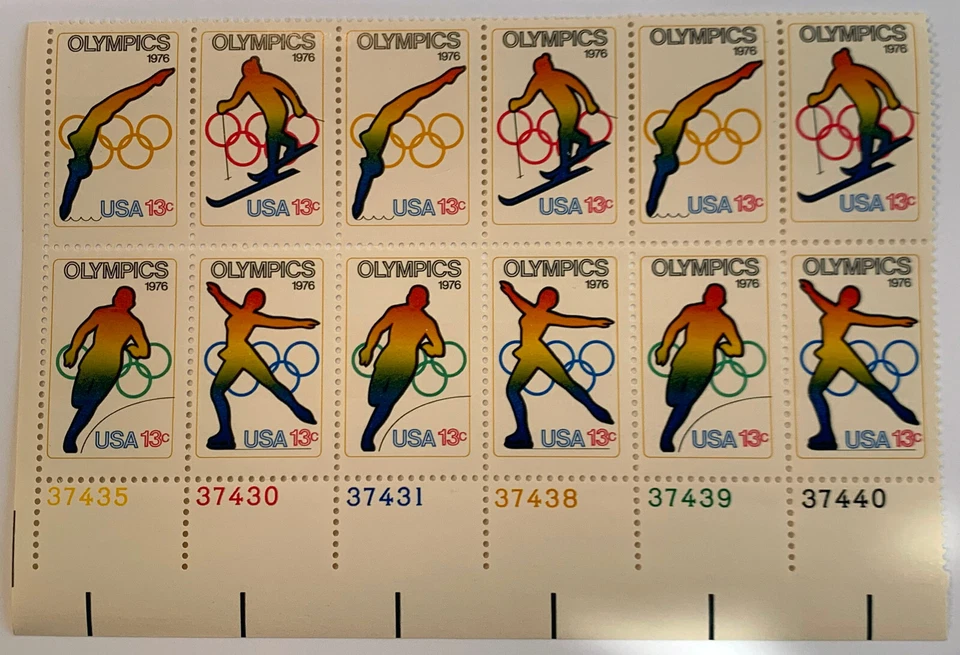 United States SC #1695-98, 1976 OLYMPICS, PLATE BLOCK OF 12, MNH - Image 1 of 1