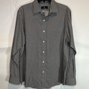 Camisa Hart Schaffner Marx Hombre Grande Gris Oscuro Abotonada A Cuadros Manga Larga - Imagen 1 de 6