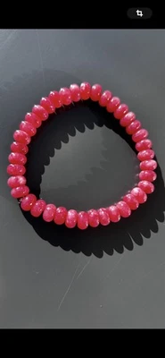 20 cm Erdbeerquaz Armband Gummizug 8x4 mm Rondell Aventurin gefärbt Brasilien - Bild 1 von 4