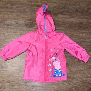 Peppa Pig Girls Pink Raincoat Jacket Size 3T with Hood & Zipper - Picture 1 of 4