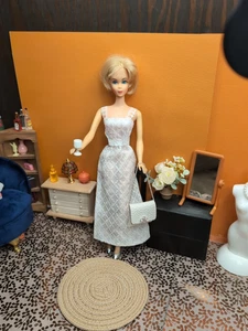 Vintage Barbie Clone Outfit - White & Silver Gown, Silver Pumps, Custom Purse + - Picture 1 of 21