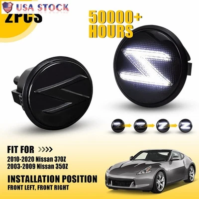Front LED Sequential Signal Side Marker Lights Fits 2003-2020 Nissan 370Z 350Z - Image 1 of 4