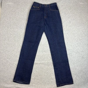 Vtg 70s PST Denim Jeans Straight Leg W 26 L 31.5 80s Dark Wash Zipper Pockets - Afbeelding 1 van 10
