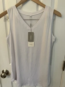 Niashot Erwachsene Damen Medium weiß V-Ausschnitt Shirt ärmellos neu mit Etikett - Bild 1 von 5