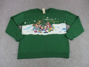 Disney Winter Wonderland Sweatshirt Mens Large Mickey Minnie Goofy Pluto Xmas - Picture 1 of 15