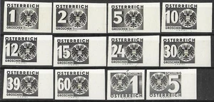 AUSTRIA 1935 Unused NG Postage Due Set of 12 IMPERF Black PROOFS VF & RARE! - Picture 1 of 1