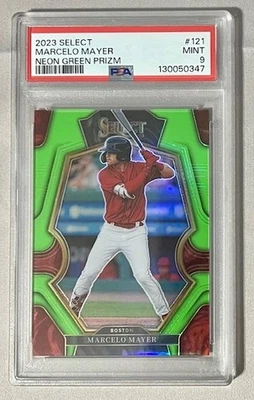 2023 Select Neon Green Prizm Marcelo Mayer #121 12/75 PSA 9 - Image 1 of 2