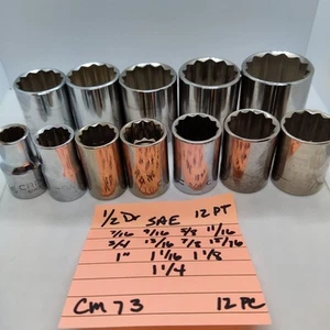 (12) Craftsman 1/2" Dr-G- Serie 12 Pt Steckschlüsseleinsätze - 7/16 - 1 1/4" SAE - Bild 1 von 15