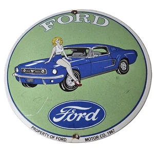 Vintage Ford Sign - Mustang Ford Automobile Service Station Gas Pump Sign - Picture 1 of 14