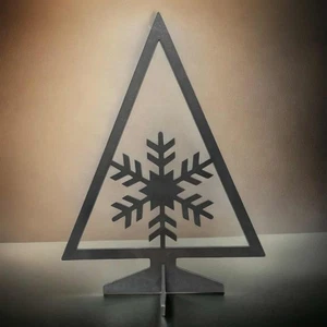 Weihnachtsbaum mit Schneeflocke Außen Innen 4mm Stahl 30x40cm Tischdeko - Bild 1 von 5