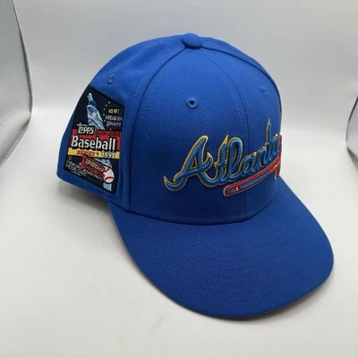 Braves Mitchell & Ness 1993 TOPPS Cromo Ajustado Sombrero Talla 7 1/2 Retro De Colección RARO Foto 1 de 4