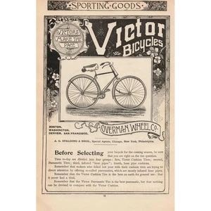 1892 Antica Stampa Pubblicità Victor Biciclette Originale Articoli Sportivi Bicicletta - Foto 1 di 1