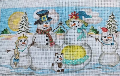 Snowman Family Portrait~Dog~ ~Needlepoint Canvas - Image 1 of 4