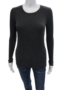 Standard James Perse Womens Cotton Ribbed Long Sleeve T-Shirt Top Gray Size 0 - Picture 1 of 6