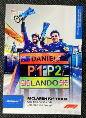 2021 Topps Now Formula 1 McLaren F1 Team 1-2 Daniel Ricciardo / Lando Norris #52 - Image 1 of 2