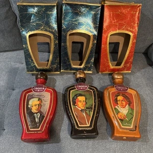 3er Set Vintage Jim Beam Dekanter: Mozart, Beethoven & Chopin - Bild 1 von 8