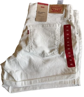 Levi's Women's Mid-Length Jean Shorts, White, 32 NEW - Image 1 of 4