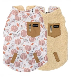LUCY & CO Reversible Teddy Sherpa Fleece Vest Dog Pet Autumn Pumpkin Spice Fall  - Picture 1 of 13
