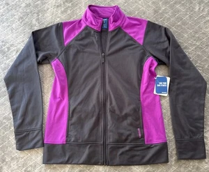 Reebok Girls Jacket Youth XL (16) Black Purple Full Zip Track Jacket Athletic - Picture 1 of 7
