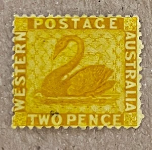 Western Australia 31 / 1865-1879 2p Yellow Swan Stamp / Unused / Faults - Picture 1 of 2