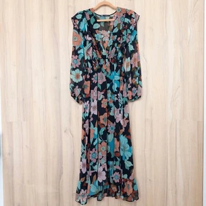 Zara Damen Maxikleid Blumen transparent Größe M schwarz Boho Fee Grunge romantisch - Bild 1 von 8