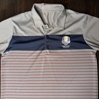 Polo Ryder Cup para hombre M 2020 Whistling Straits golf rojo azul blanco gris a rayas Foto 1 de 4