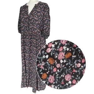 Vestido midi floral negro Knox Rose Ditsy para mujer XXL manga 3/4 Cottagecore - Imagen 1 de 15