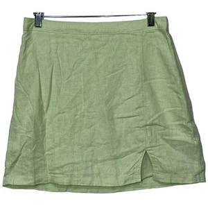 NEW Abercrombie & Fitch Green Linen Side Slit Mini Skirt Skort Shorts Size M - Picture 1 of 8
