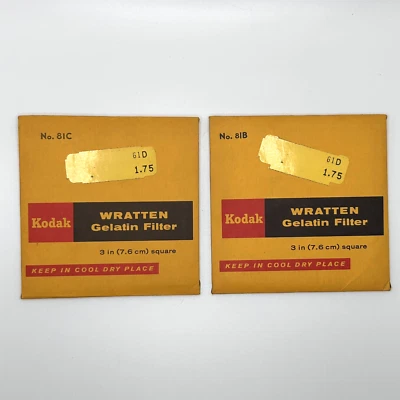 2 New Kodak Wratten Gelatin Filter 81B 81C 3x3" Square NOS - Image 1 of 2