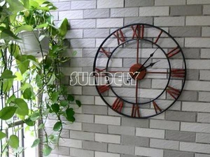 47cm Antique Distressed Skeleton Country Style Metal Oversize Wall Clock. - Picture 1 of 6