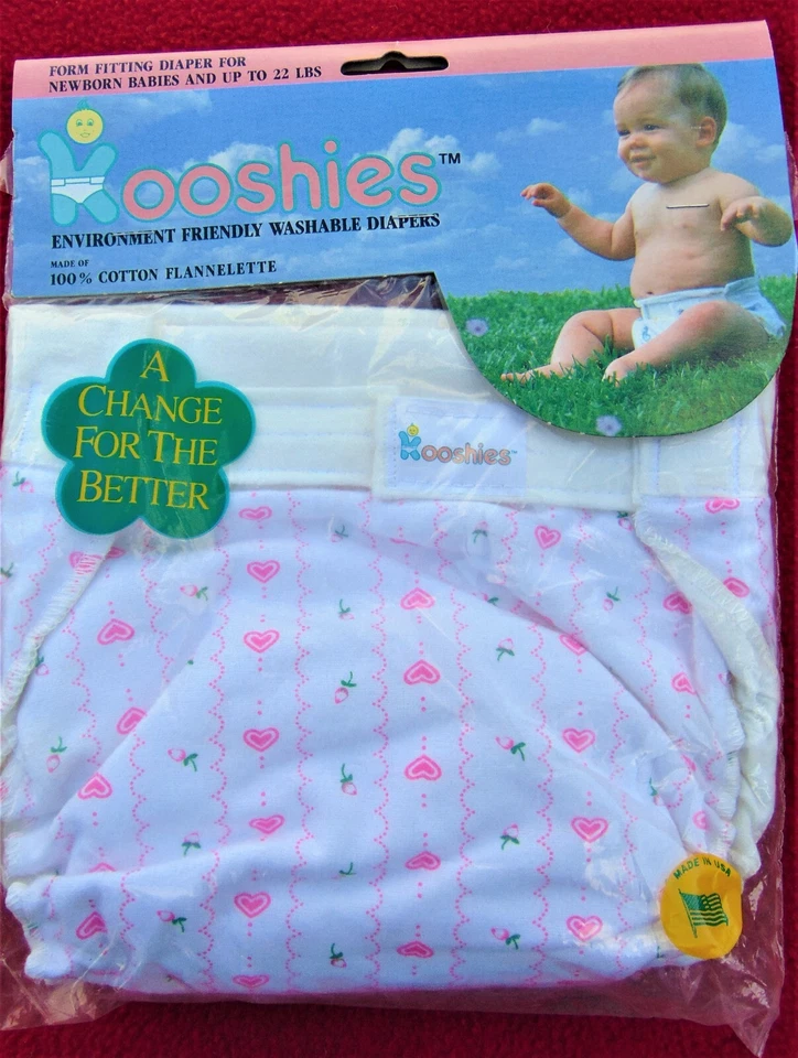 KOOSHIES ~ 100% COTTON REUSABLE CLOTH DIAPER ~ FOR NEWBORN TO 22 LBS.~ BRAND NEW - Image 1 of 4
