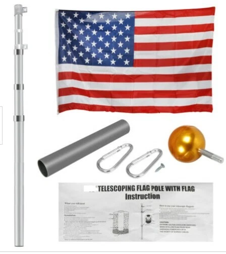 Zeny 20ft Sectional Aluminum Flagpole 6 sections W/ Gold Ball Outdoor Kit Gift - Imagem 1 de 1