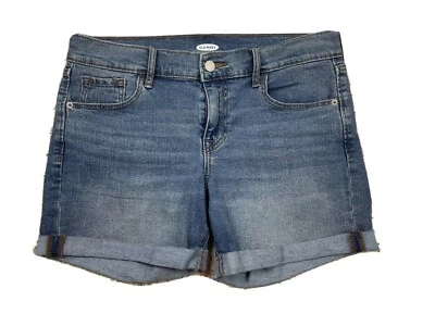 Old Navy Women's Cute Blue Jeans Denim Sz 4 Cuffed Stretch  Shorts  (Waist 32") - Image 1 of 4