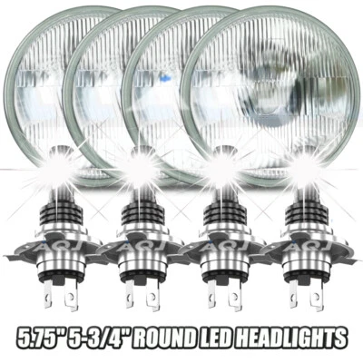 4PCS 5-3/4" 5.75" LED Headlights Hi/Lo Beam For Lincoln Continental 1958-1979+ - Изображение 1 из 4