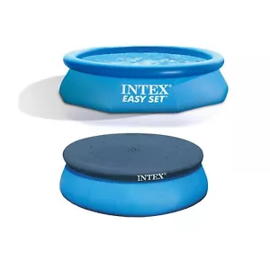 Intex Easy Set 10' x 30" Round Inflatable Above Ground Swimming Pool with Cover - Picture 1 of 8