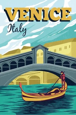 NEW Venice Italy Minimalism Tourism Travel Poster, Print, Canvas FREE POSTAGE - Image 1 of 3