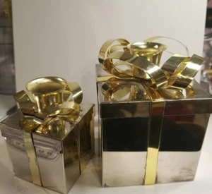 Metallband Geschenkbox Kerzenhalter Gold und Silber angelaufen - Bild 1 von 2