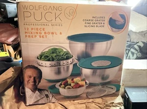 WOLFGANG PUCK 12 PIECE MIXING BOWL & PREP SET: Only Aqua lids: *NEW* - Picture 1 of 4