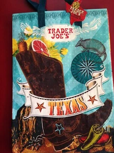 “2 “ Trader Joe’s Texas Reusable Bruised Shopping Totes Bags Cowboy New With Tag - Picture 1 of 1