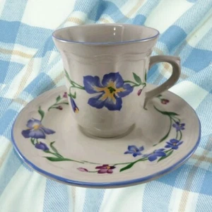 Gibson Coffee Tea Cup & Saucer Whisper Pattern Floral Iris Replacement Vintage - Picture 1 of 8
