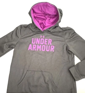 Girls Under Armour Loose HeatGear size YXL Gray Purple  hooded sweatshirt - Picture 1 of 4