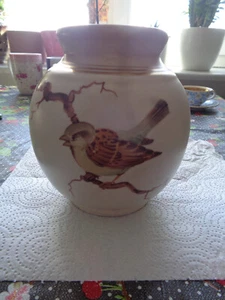 Arnaldo Miniati Vase mit handgemaltem Vogelmotiv Spatz - Bild 1 von 5
